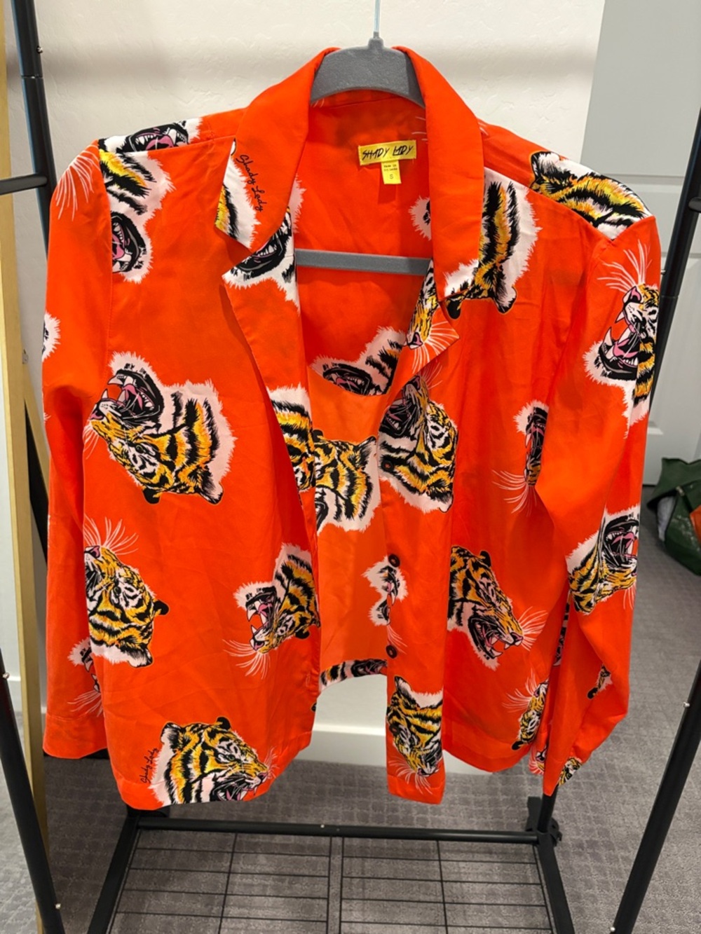 Bold Orange Tiger-Print Women's Blouse - Shady Lady
